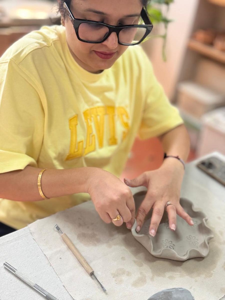 Group pottery session at Mudcast Studio Indiranagar